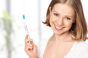 Brushing Teeth Young Lady